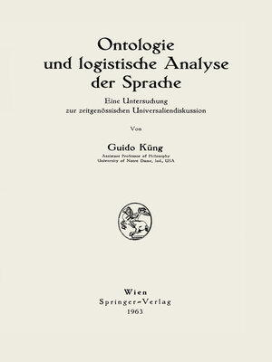 cover image of Ontologie und logistische Analyse der Sprache